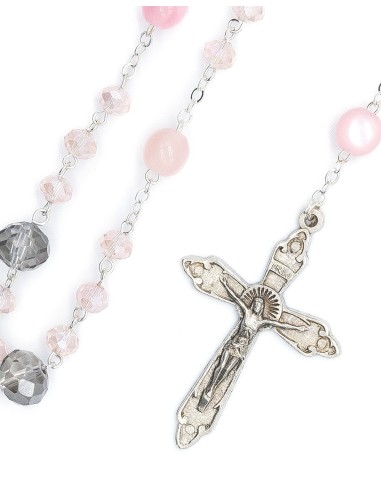Clear Purple Pink Glass Rosary