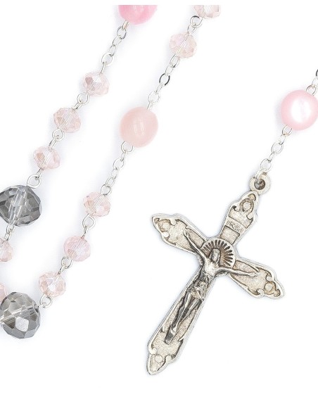 Clear Purple Pink Glass Rosary