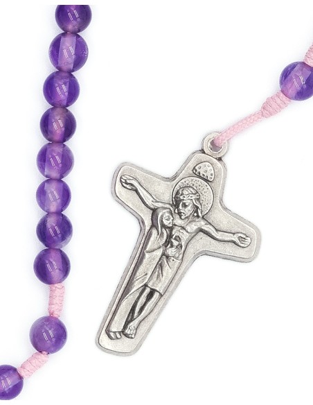 Pink Paracord Amethyst Rosary | Vatican Gift