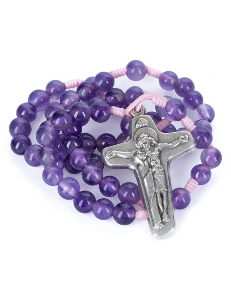 Pink Paracord Amethyst Rosary | Vatican Gift