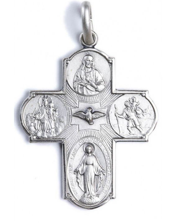 Four Way Medal Cross Sterling Silver