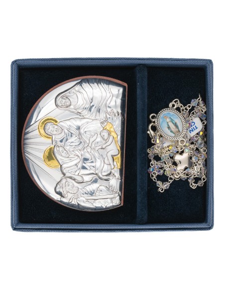 Nativity Metal Icon Glass Rosary Set