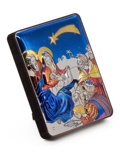 Nativity Metal Icon Red Glass Rosary Set