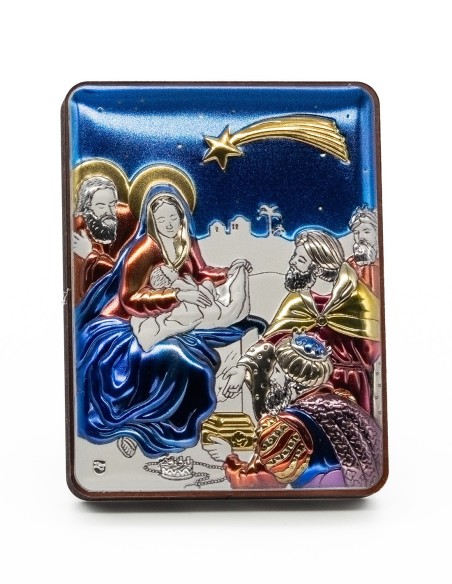 Nativity Metal Icon Red Glass Rosary Set Nativity Metal Icon Red Glass Rosary Set
