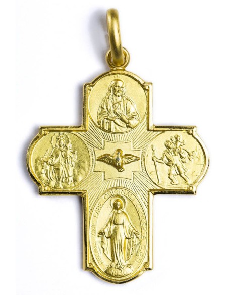 Gold Plated Sterling Silver Four Way Cross Pendant