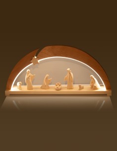 Wood Carved Nativity Scene Comet Arch Lighted Frame 2