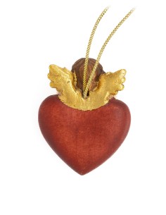 Alpine Pine Wood Heart Angel Christmas Ornament 2