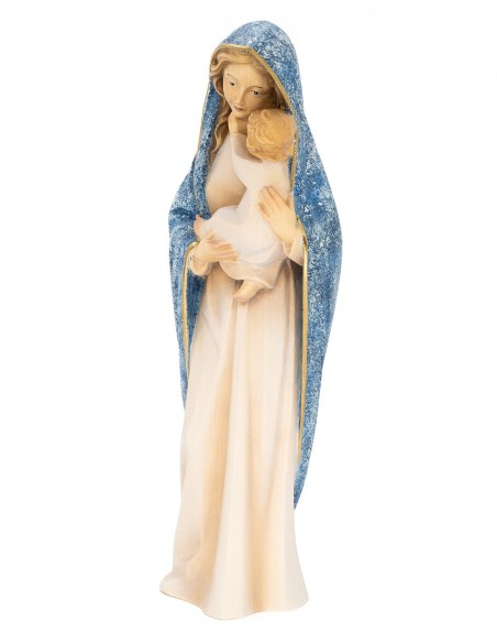 Virgin Mary Child Jesus Hand-painted Alpine Wood Statue