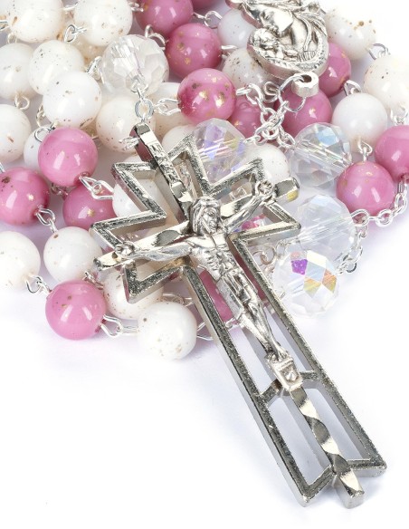 Pink White Golden Variegate Glass Rosary Pink White Golden Variegate Glass Rosary