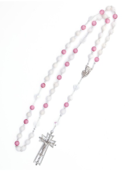 Pink White Golden Variegate Glass Rosary Pink White Golden Variegate Glass Rosary