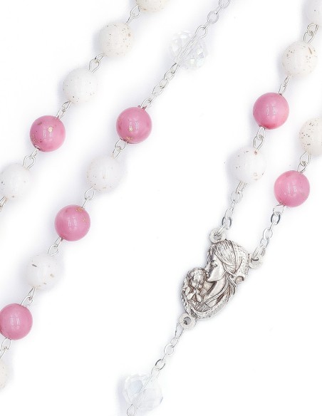 Pink White Golden Variegate Glass Rosary Pink White Golden Variegate Glass Rosary
