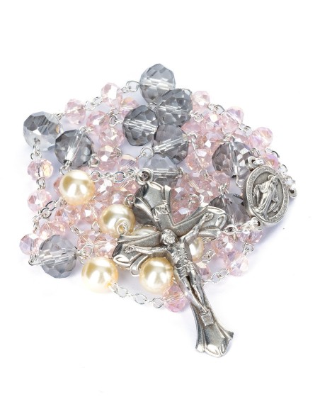 Pearls Clear Purple Pink Bohemian Glass Rosary Pearls Clear Purple Pink Bohemian Glass Rosary