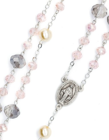 Pearls Clear Purple Pink Bohemian Glass Rosary