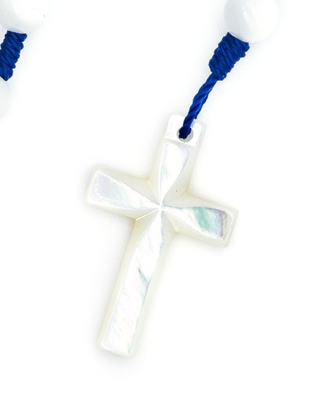 Blue Paracord Mother of Pearl Rosary