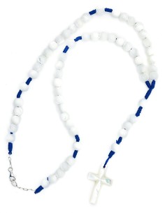 Blue Paracord Mother of Pearl Rosary 2