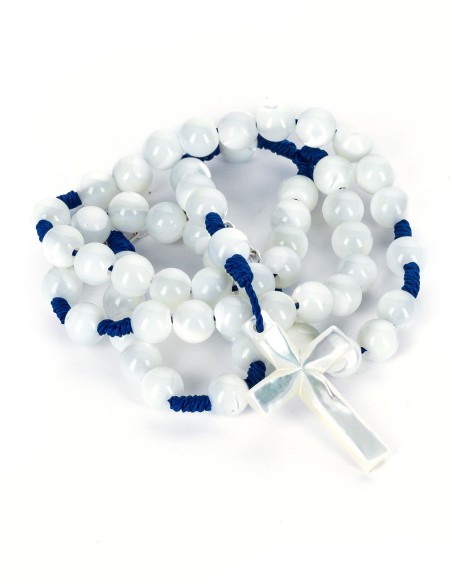 Blue Paracord Mother of Pearl Rosary