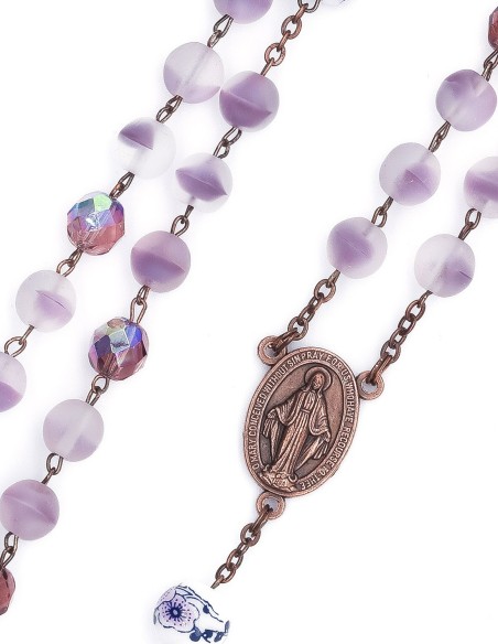 Bronze Light Violet Bohemian Glass Rosary