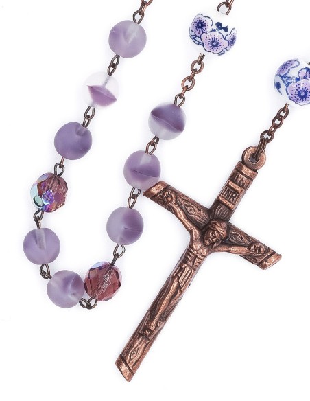 Bronze Light Violet Bohemian Glass Rosary