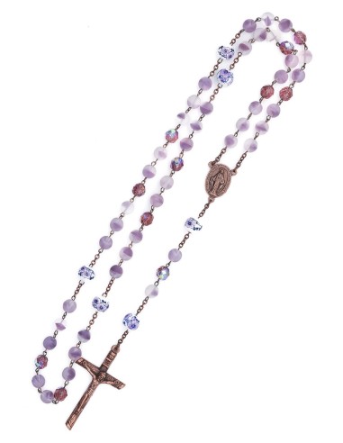 Bronze Light Violet Bohemian Glass Rosary