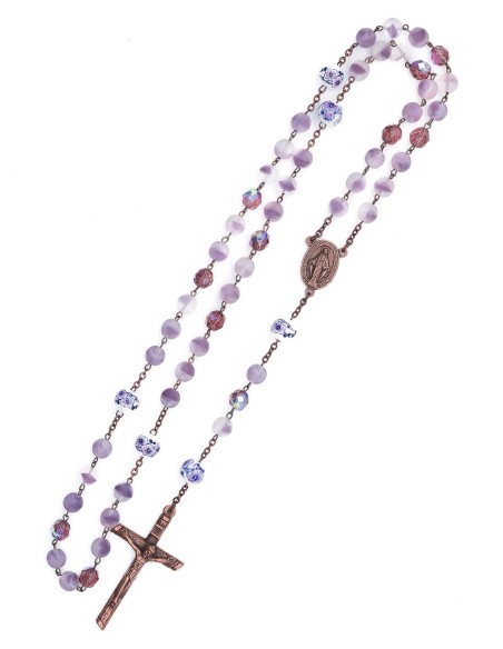 Bronze Light Violet Bohemian Glass Rosary