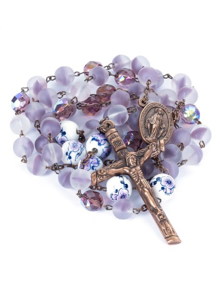 Bronze Light Violet Bohemian Glass Rosary