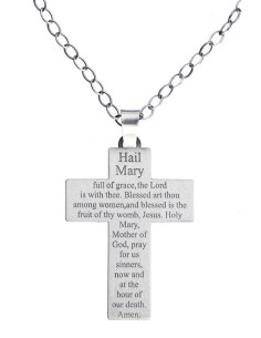 Hail Mary Sterling Silver Crucifix big