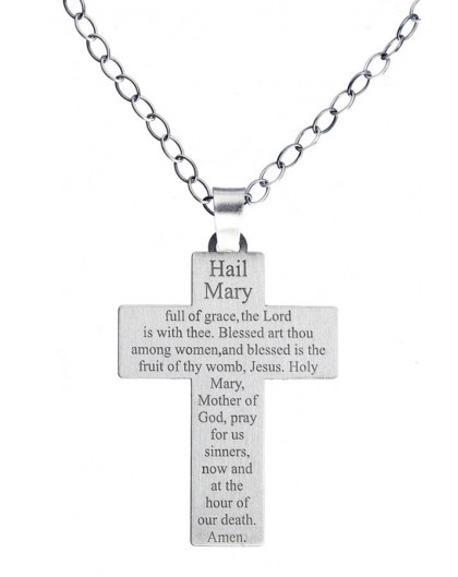 Hail Mary Sterling Silver Crucifix big