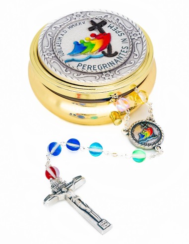 Multicolored Glass Beads Jubilee Rosary Box Set