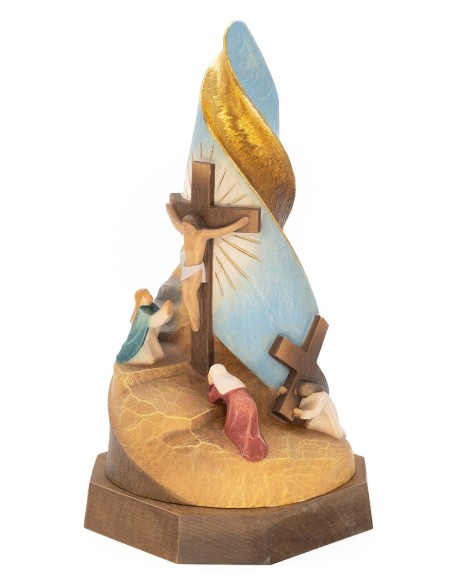 Calvary Easter Scene Gold Foil Flame Alpine Wood