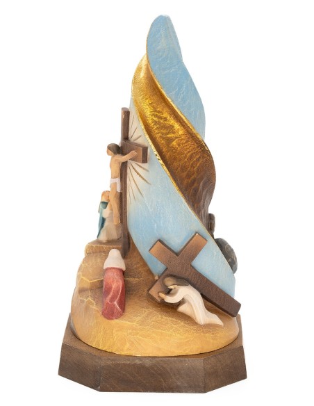 Calvary Easter Scene Gold Foil Flame Alpine Wood