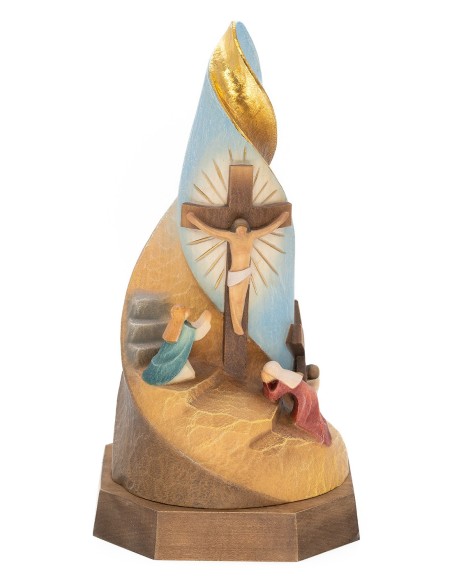 Calvary Easter Scene Gold Foil Flame Alpine Wood