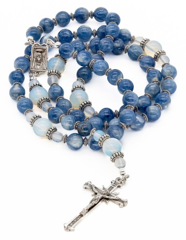 Dark Blue Kyanite White Opal Rosary