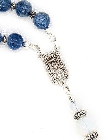 Dark Blue Kyanite White Opal Rosary