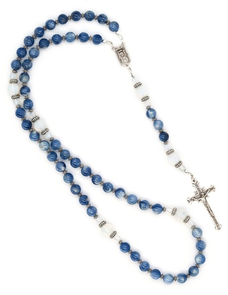 Dark Blue Kyanite White Opal Rosary