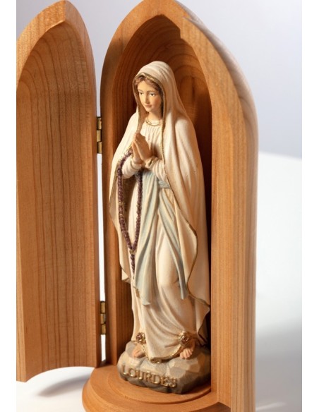 Our Lady of Lourdes Wood Statue with Shrine Model Two