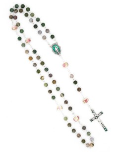 Agate Glass Rose Beads Rosary 2