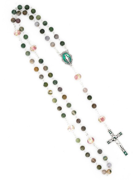 Agate Glass Rose Beads Rosary Agate Glass Rose Beads Rosary