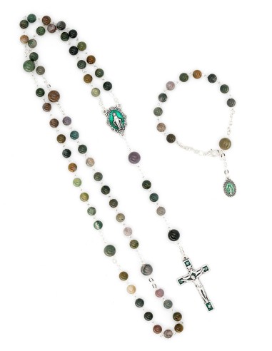 Agate Beads Rosary Bracelet Set