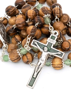 Variegated Wood Aventurine Beads Rosary Bracelet Set