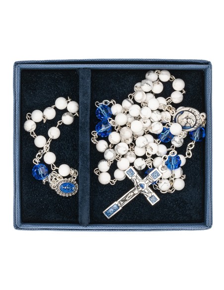 Blue Sapphire Crystal Aulite Beads Rosary Bracelet Set Blue Sapphire Crystal Aulite Beads Rosary Bracelet Set