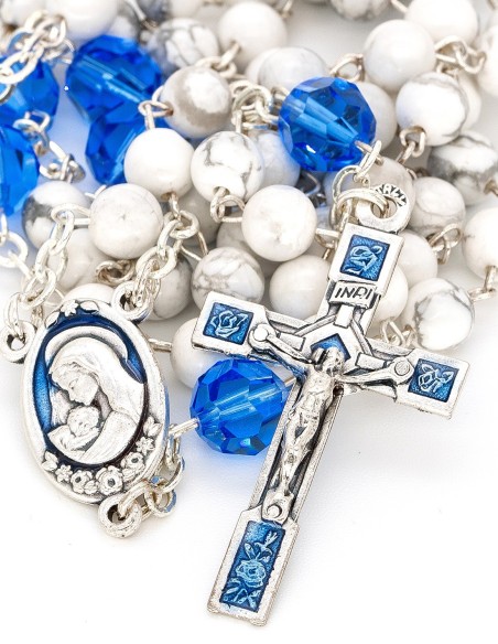 Blue Sapphire Crystal Aulite Beads Rosary Bracelet Set Blue Sapphire Crystal Aulite Beads Rosary Bracelet Set