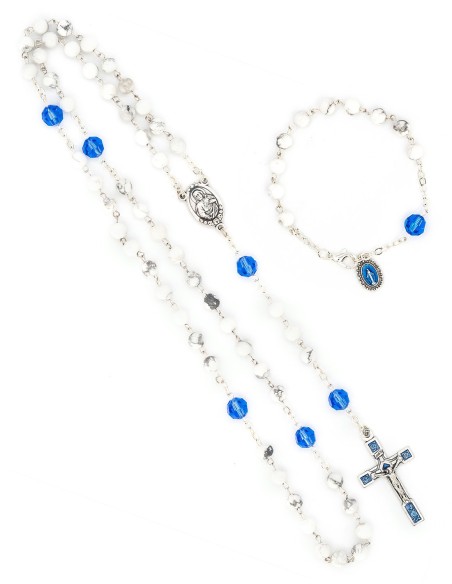 Blue Sapphire Crystal Aulite Beads Rosary Bracelet Set Blue Sapphire Crystal Aulite Beads Rosary Bracelet Set