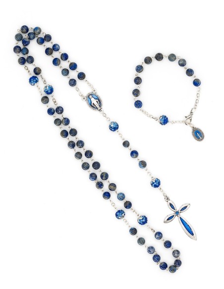 Lapis Lazuli Crystal Beads Rosary Bracelet Set Lapis Lazuli Crystal Beads Rosary Bracelet Set