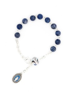 Lapis Lazuli Variegated Glass Beads Rosary Bracelet