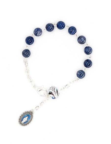 Lapis Lazuli Variegated Glass Beads Rosary Bracelet Lapis Lazuli Variegated Glass Beads Rosary Bracelet