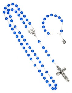 Sapphire Blue Crystal Rosary Bracelet Wooden Box Set 2