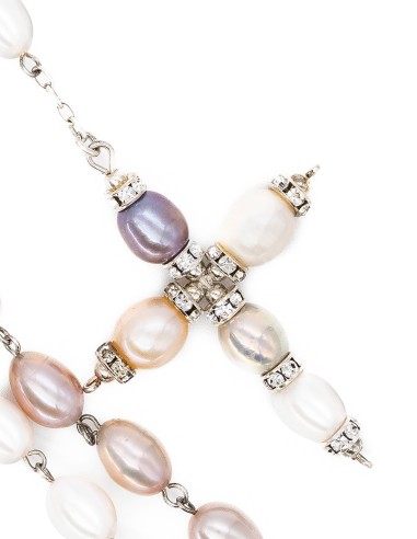 Sterling Silver Tricolor Freshwater Pearls Rosary