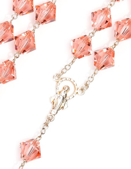 Peach Pink Crystal Sterling Silver Rosary Peach Pink Crystal Sterling Silver Rosary