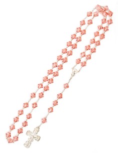 Peach Pink Crystal Sterling Silver Rosary 2