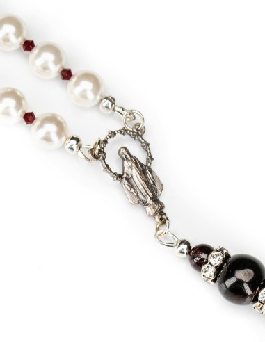 Sterling Silver Pearls Garnet Rosary | Vatican Gift